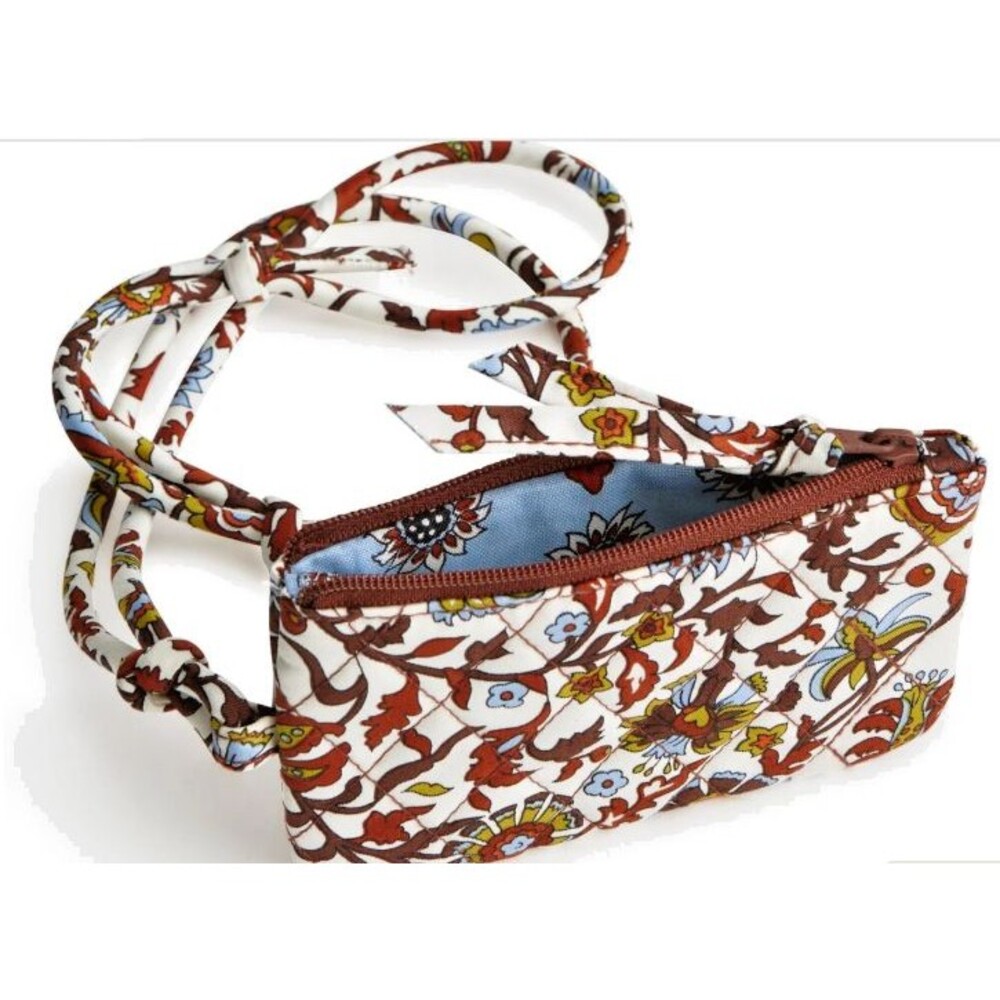 Vera Bradley Zip Card Pouch Lanyard Marrakesh Vines Cream RP $30 New With Tags